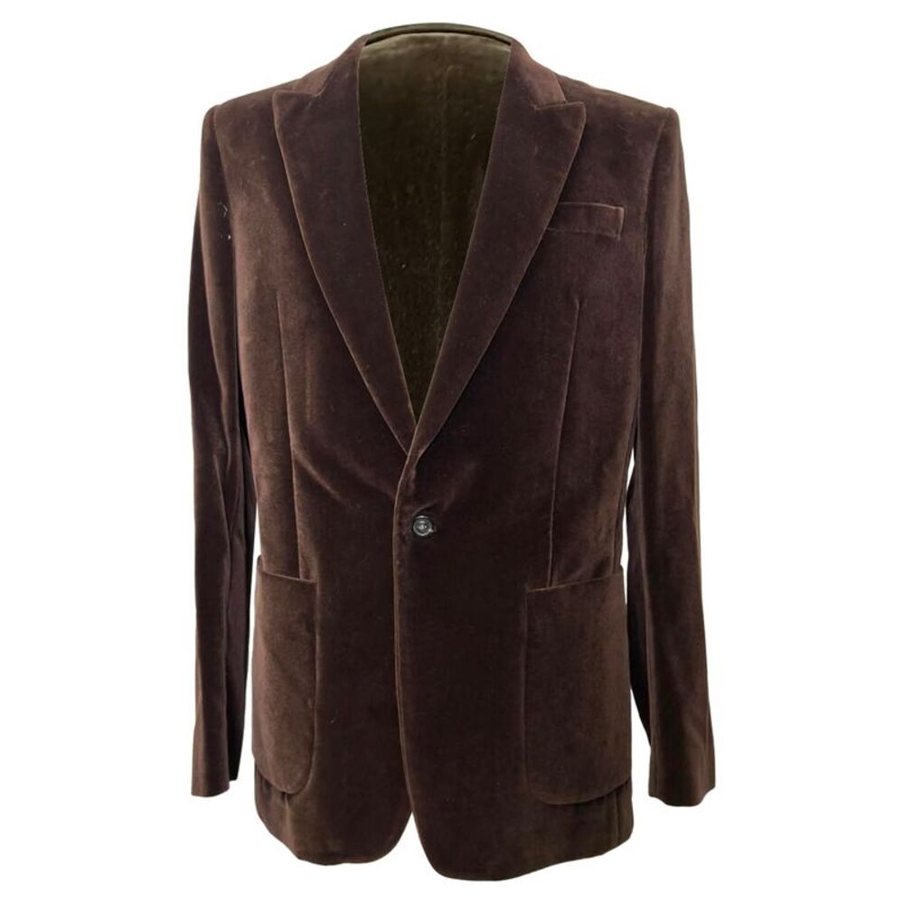 Maison Margiela Velvet Blazer in Brown Cotton